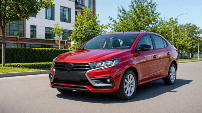 Lada Iskra 2026 на городской дороге
